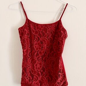 Ann Taylor Red Floral Lace Camisole